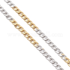 Collane a catena cubana bicolore da 4 mm in acciaio inossidabile 304 con chiusura ad anello a molla&nbsp;NJEW-JN05707