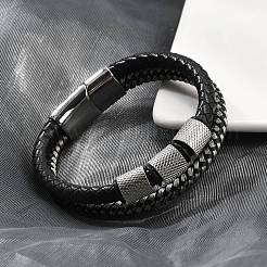 Pulseras de cuero trenzado de varias vueltas&nbsp;BJEW-Z081-15P