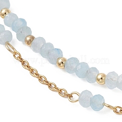 Bracciali multifilo regolabili in giada malese naturale e acciaio inossidabile 304&nbsp;BJEW-JB13035-04