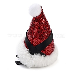 Pinces à cheveux en alligator en polyester avec chapeau de Noël à paillettes pour femmes et filles&nbsp;AJEW-M012-03C
