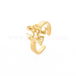 Anillo abierto de acero inoxidable 304 con revestimiento iónico (IP) para mujer&nbsp;RJEW-S405-156G-I