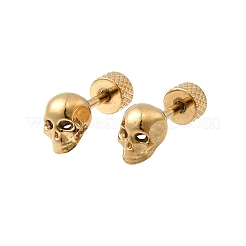 Totenkopf-Ohrstecker aus 304 Edelstahl&nbsp;EJEW-C166-01G