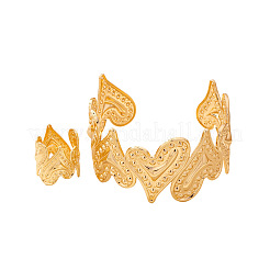 Sets aus Armreifen und Ringen in Herzform aus Eisen mit Struktur für Damen&nbsp;WG0A4C8-01