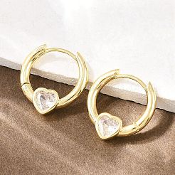 Boucles d'oreilles créoles en laiton avec zircons cubiques transparents à micro pavé&nbsp;EJEW-D348-13G