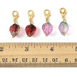 4 pièce 2 styles de décorations suspendues en forme de fraise faites à la main&nbsp;HJEW-FS00041-01