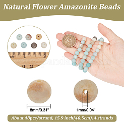 4 hebra de cuentas de amazonita con flores naturales&nbsp;G-NB0005-09B