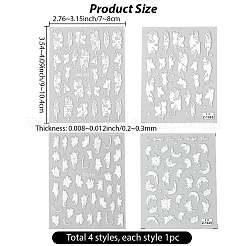 4 Stück 4 Stile Blumenmuster selbstklebende Nagelkunst-Aufkleber für Haustiere&nbsp;MRMJ-SP0001-22