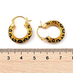Orecchini a cerchio in ottone smaltato con stampa leopardata per donna&nbsp;EJEW-U055-11B-G
