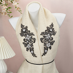 1 Paar Blumen aus Polyester mit Glasstickerei zum Aufnähen von Ornament-Accessoires&nbsp;PATC-FG0003-41