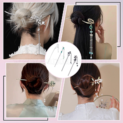 12 pieza de 12 estilos de palitos para el cabello de aleación con forma de mariposa y flores&nbsp;OHAR-PH0001-37