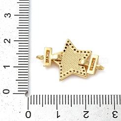Breloques de connecteur étoile en laiton plaqué en rack&nbsp;KK-K385-101G-03