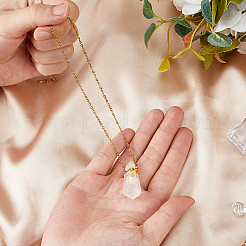 1pc cristal de quartz naturel prisme hexagonal à facettes flacon de parfum colliers pendentif en cristal de roche&nbsp;NJEW-FH0001-17G-02
