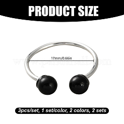 2 Satz 2 Farben Messing Kunststoff Perle Fingerringe Sets für Frauen&nbsp;RJEW-GO0001-26