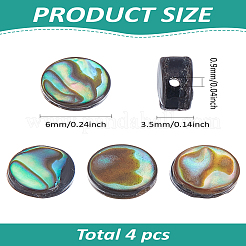 4 Stück natürliche Abalone-Muschel/Paua-Muschelperlen&nbsp;SSHEL-LP0001-04