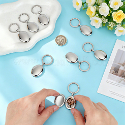Porte-clés médaillon photo en acier inoxydable&nbsp;KEYC-WH0056-007P