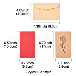 3 jeu de cartes de vœux en papier kraft&nbsp;AJEW-FS0001-27A