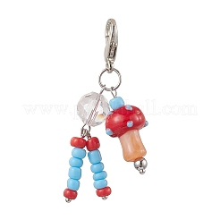 Decoración colgante de vidrio y lampwork hecha a mano con forma de hongo&nbsp;HJEW-JM03820