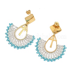 Boucles d'oreilles créoles pendantes en acier inoxydable 304 et perles de verre&nbsp;EJEW-MZ00824-02