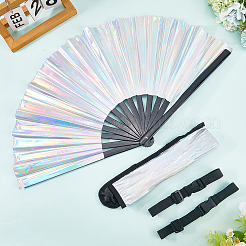 Laser-Fächer aus PVC-Kunststoff und Oxford-Stoff mit Fächertaschen&nbsp;AJEW-WH20022-90