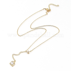 Collares pendientes de circonita cúbica transparente micro pavé de latón&nbsp;NJEW-L146-25G