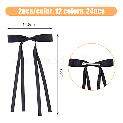 24 Stück 12 Farben Polyesterband Bowknot Alligator Haarspangen&nbsp;PHAR-FH0001-04