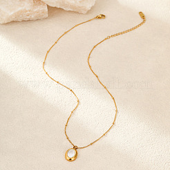 Colliers à pendentif ovale en acier inoxydable et acrylique blanc&nbsp;WG42B75-01