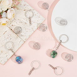 Kit de fabrication de porte-clés en fer avec breloques en forme de cage vierge à faire soi-même&nbsp;DIY-SC0024-63