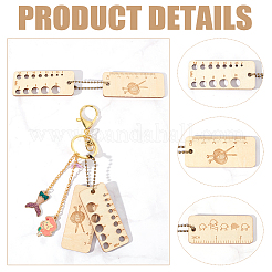 Règle à crochet rectangulaire en bois et jauge d'épaisseur&nbsp;TOOL-WH0155-68C