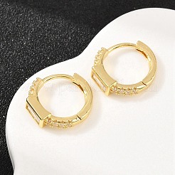 Orecchini a cerchio in ottone rettangolare con micro pavé di zirconi cubici trasparenti&nbsp;EJEW-D348-05G