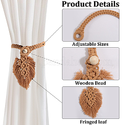 2 fermatende in macramè fatto a mano con foglie&nbsp;AJEW-CN0003-65B