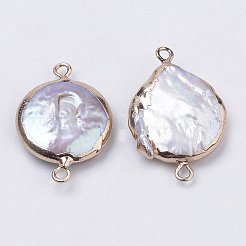 Plattierte natürliche Barockperle Keshi Perle Verbinder Verbinder&nbsp;PEAR-S012-02G