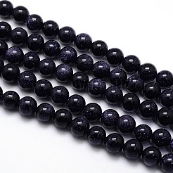 Sintetici blu Goldstone perle tonde fili&nbsp;G-O047-11-6mm
