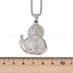 Collane con ciondolo di San Giuda in acciaio inossidabile 201 per uomo e donna&nbsp;NJEW-K283-16P
