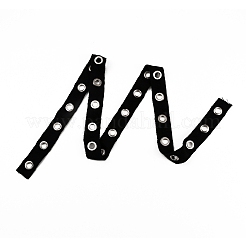 Rubans en coton avec œillets en fer couleur platine&nbsp;SRIB-WH0011-059C