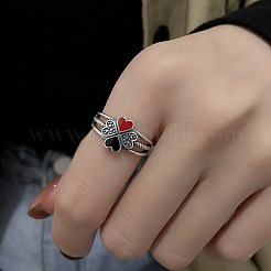 Verstellbare Fingerringe aus Sterlingsilber mit Emaille „Clover 925“ für Damen&nbsp;FS-WG8EAF8-01