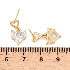Pendientes colgantes de latón con forma de corazón y circonitas cúbicas transparentes&nbsp;EJEW-A156-04G