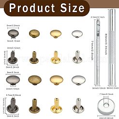320 Sätze 4 Farben 2 Größen Eisen-Halbrohr-Kollisionsnieten-Kits&nbsp;DIY-WH0304-489