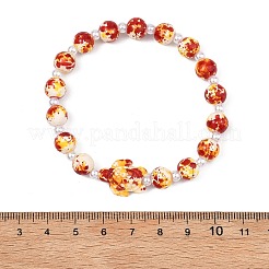 Pulseras elásticas de turquesa sintética teñida y perlas de imitación de plástico ABS para mujer&nbsp;BJEW-JB13641