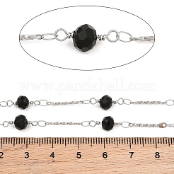 304 Edelstahl-Drehstab- und facettierte GlasUnterlegscheibe-Gliederkette&nbsp;GL-CBA23D8-01P