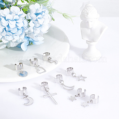 8 Paar 8 Stile 304 Edelstahl Charms Manschette Ohrringe&nbsp;EJEW-UN00006