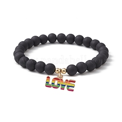 Set di braccialetti elasticizzati con perline rotonde di vetro e ematite sintetica da 2 pz 2 stili&nbsp;BJEW-JB10051-02