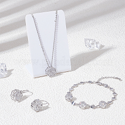 Hohle Rosémessing-Mikropflaster-Zirkonia-Armbänder & Ohrringe & Halsketten-Sets&nbsp;SJEW-UN0001-21P