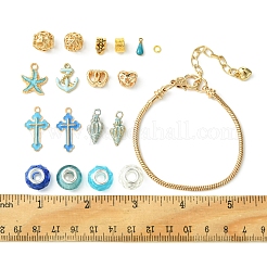 DIY-Set zur Herstellung europäischer Armbänder mit Seemotiven aus Kunstharz und Emaille-Perlen&nbsp;DIY-FS0006-87
