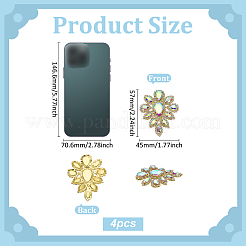 4 pieza de parches termoadhesivos de rhinestone con forma de lágrima&nbsp;PATC-FG0002-25B