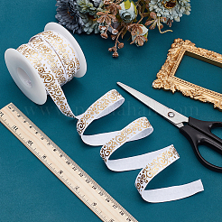10 Yards elastische Polyesterschnur mit Goldprägung und Blumen&nbsp;OCOR-WR0001-49B