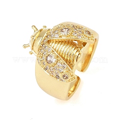Bagues manchettes coccinelles en laiton micro pavé de zircones cubiques pour femmes&nbsp;RJEW-A088-09A-G