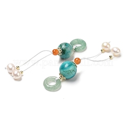 Gros pendentifs en forme de beignet en aventurine verte naturelle&nbsp;G-K341-09G
