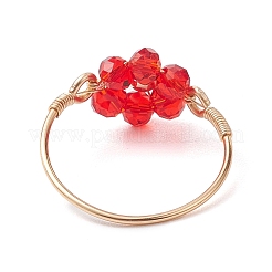 7 stücke 7 stile blume glas perlen finger ringe&nbsp;RJEW-JR00710-02
