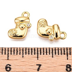 Breloques en laiton micro pavées et zircones cubiques transparentes sur le thème de Noël&nbsp;KK-T073-16G