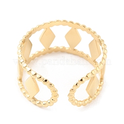 Anillos de puño abiertos con rombo hueco de acero inoxidable 304&nbsp;RJEW-D002-20G